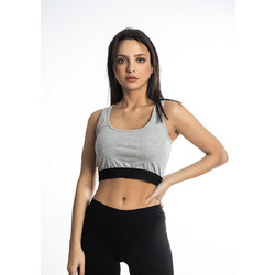 Paco & Co Seamless Fashion Crop Top Αθλητικό Μπουστάκι με Χαμηλή Στήριξη Γκρι 213241-Grey