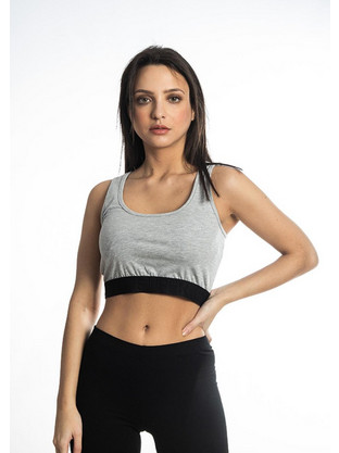 Paco & Co Seamless Fashion Crop Top Αθλητικό Μπουστάκι με Χαμηλή Στήριξη Γκρι 213241-Grey