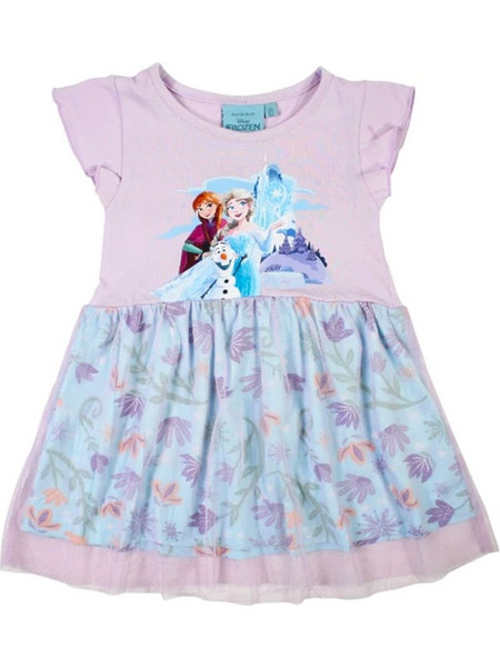 Παιδικό Φόρεμα Με Τούλι Frozen Elsa Anna Olaf Μοβ Γαλάζιο Χρώμα