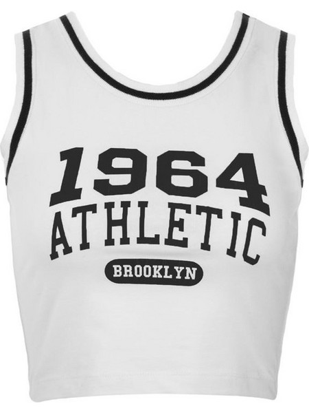 Μπλούζα Crop Top Γυναικεία Αμάνικη Ribbed Λευκή 1964 athletic Brooklyn - One Size