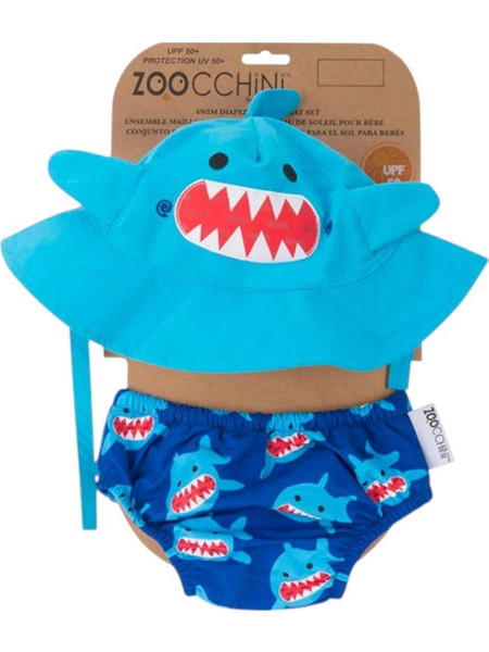 Zoocchini Sherman the Shark Σετ Βρεφικό Μαγιό Πάνα Σλιπ για Αγόρι Μπλε ZOO1705