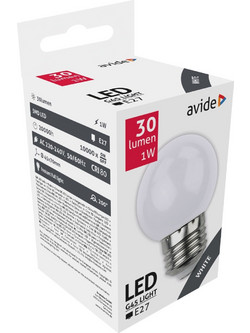 Avide LED Διακοσμητική Λάμπα G45 1W E27 Άσπρο