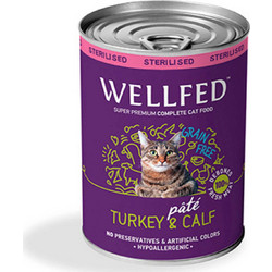 Wellfed Sterilised Adult Grain Free Pate with Turkey & Calf 400gr