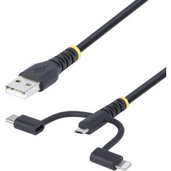 StarTech Regular USB to Lightning / Type-C / micro USB Cable Μαύρο 1m