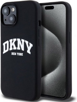 DKNY Liquid Silicone White Printed Logo Θήκη Σιλικόνης με MagSafe για iPhone 13 Μαύρο