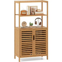 Costway Ράφι Μπαμπού με Πόρτες 4 Επιπέδων 60 x 33 x 116 cm JV12455NA