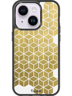 Gold Cubes Θήκη Κινητού Σχέδιο 50038 - iPhone, iPhone 14 Pro, Premium Leather Feel Case