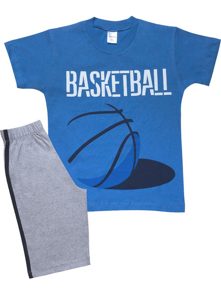 Pretty Baby Basket Παιδική Πιτζάμα Βαμβακερή Καλοκαιρινή Μπλε 63022-196
