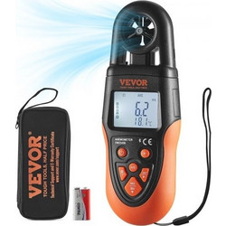 VEVOR Bluetooth Φορητό Ανεμόμετρο, 14F-140F (-10,0C έως 60,0C) Ψηφιακός Μετρητής Ταχύτητας Ανέμου με Οθόνη LED Οπίσθιου Φωτισμού, Μετρά Ταχύτητα Ανέμου, Θερμοκρασία Ανέμου, Ροή Αέρα, Αίσθηση Ψύχους, γ