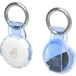 Θήκη σιλικόνης για AirTag με back clip και μπρελόκ Transparent Blue