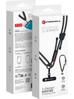 FORCELL F-Design S10X165 Crossbody Phone Lanyard With Adjustable Length (Max 82,5cm In The loop) black