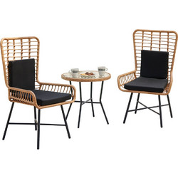Shally Dogan Σετ Τραπεζαρία Κήπου Rattan 3τμχ Καφέ Μαύρο 02841514