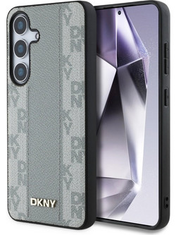 DKNY Leather Checkered Pattern MagSafe case for Samsung Galaxy S25 taupe