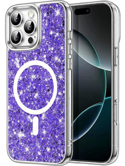 Techsuit Sparkly Glitter MagSafe Back Cover Purple (iPhone 16 Pro)