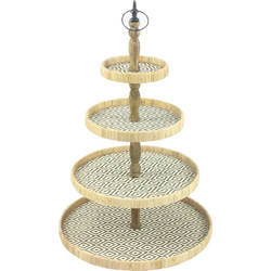 RIBBONS ΟΡΝΤΕΒΙΕΡΑ RATTAN PLYWOOD ΦΥΣΙΚΟ ΜΑΥΡΟ 50 5x50 5xH76cm c484724