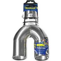Μπούκα Εξάτμισης Διπλή Στρογγυλή 37-60mm W16893 Ασημί
