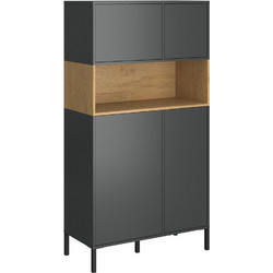 Ραφιέρα Beril Ανθρακί-Χρυσό Δρυς 90x42x170