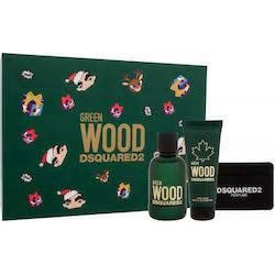 Dsquared2 Green Wood Eau De Toilette 100ml + Bath & Shower Gel 100ml + Black Wallet
