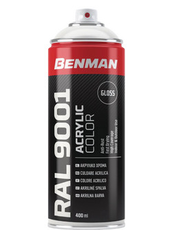 Benman Ακρυλικό Σπρέι Βαφής Κρεμ Gloss 400ml RAL 9001