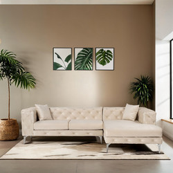 Papatya Como Eco Γωνιακός Καναπές Δεξιά Γωνία Μπεζ 270x180x72cm