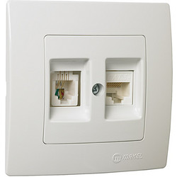 Πρίζα τηλεφώνου-δικτύου RJ11+RJ45 CAT6 διπλή λευκή Makel Lillium Natural Kare - 32001137