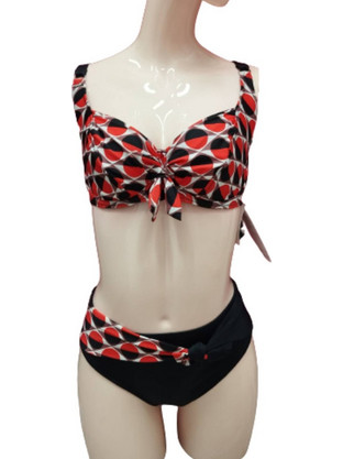 Lucero Bikini Set με Ενίσχυση Ψηλόμεσο Μαύρο Κόκκινο 0030112E