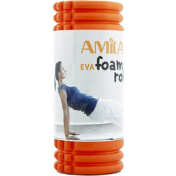 AMILA Foam Roller Plexus Φ14x33cm Πορτοκαλί/Μαύρο