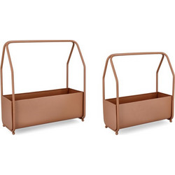 Bizzotto Keyra Σετ Κασπώ Μεταλλικά Καφέ 52x22.5x52cm 2τμχ