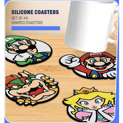 SUPER MARIO - Set of 4 Silicone Coasters