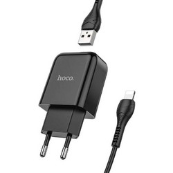 Hoco N2 Vigour Φορτιστής με Καλώδιο Lightning με Θύρα USB-A 10.5W Black