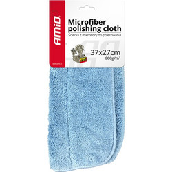 Amio - Πανί Μικροϊνών (Microfiber) για Γυάλισμα σε γαλάζιο χρώμα, διαστάσεων 37x27cm και εξαιρετικά υψηλής πυκνότητας 800g/m για Επιβατικά Αυτοκίνητα - 1 τεμ. (01620/AM)