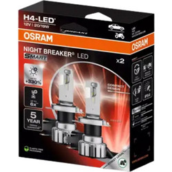Λάμπες Osram H4 Night Breaker LED Smart, 12V 20W 6000K, έως 330% Έξτρα Φως, 2τμχ