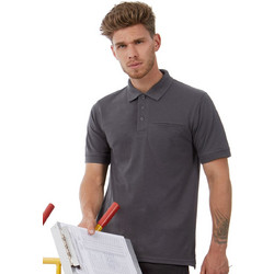 B&C Collection Workwear PUC11 Ανδρική Μπλούζα Polo με Τσέπη Dark Grey
