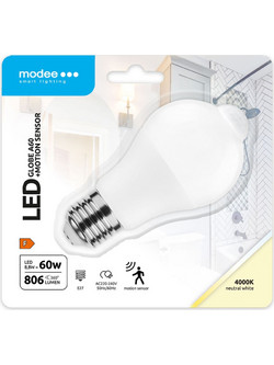 Modee LED Smart Σφαιρική Λάμπα με Αισθητήρα PIR A60 8,8W E27 270 4000K (806 lumen)