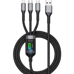 TDY B12 Καλώδιο Φόρτισης 3-σε-1 με Ένδειξη 100W - USB-C / Lightning / Micro-USB
