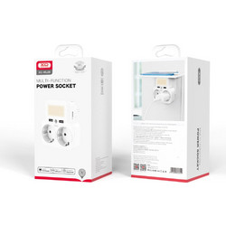 XO WL09 Adaptor από 1 σούκο πρίζα σε 2 σούκο 16A με φως νυκτός + 2x USB A+βάση τοποθέτησης κινητού (10.4.20) AMARAD