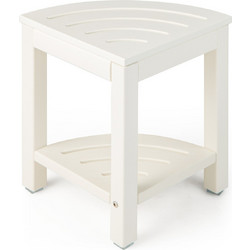 Costway Λευκός Γωνιακός Πάγκος Ντους με Ράφι 32,5 x 32,5 x 43,5 cm BA7860WH