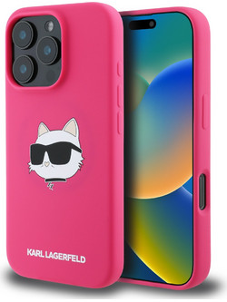 Karl Lagerfeld Magsafe Silicone Case Choupette's Head Θήκη προστασίας από σιλικόνη - iPhone 16 Pro Max Fuchsia - KLHMP16XSCHPP