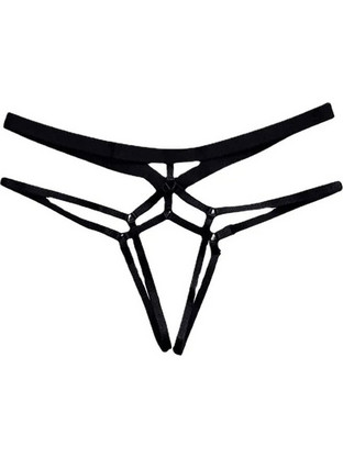 Sexy Low Waist Open Thong Black