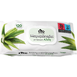 Μωρομάντηλα Αρωματικά Aloe Vera 120/τεμ Με Καπάκι Ασφαλείας Tns