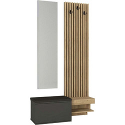 Έπιπλο Εισόδου Dumont 0276736 104,8x35x198cm Anthracite-Oak Μοριοσανίδα, Μελαμίνη
