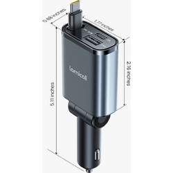 LAMICALL PT47 Ultra Compact Φορτιστής Αυτοκινήτου 3-σε-1 με USB-C καλώδιο]