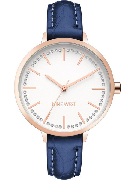 Nine West Γυναικείο Ρολόι με Μπλε Δερμάτινο Λουράκι NW/2554RGNV