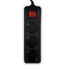LAMTECH POWER STRIP WITH SWITCH 3 OUTLETS BLACK 1.5M