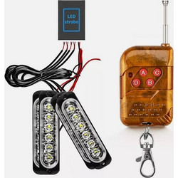 Φώτα 24 LED μπροστινής μάσκας αυτοκινήτου 4 τεμαχίων με τηλεχειρισμό HW-0421Πορτοκαλί Amber