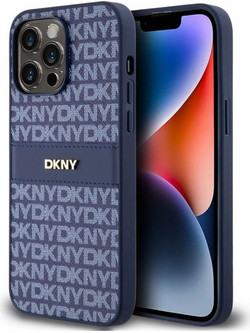DKNY Θήκη PU Leather Repeat Pattern Tonal Stripe iPhone 14 Pro Max Blue