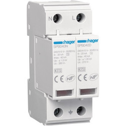 Μονοφασικός Απαγωγός Υπέρτασης T2 2P 40kA 1,35kV TT-TNS SPB240D HAGER