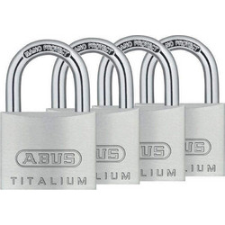Abus Titalium 64 ΤΙ/40QUADB Αλουμινένιο Λουκέτο Πέταλο με Κλειδί 40mm Ασημί 4τμχ