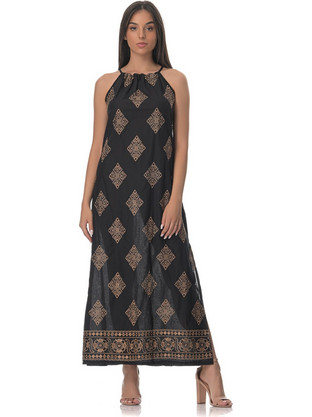 Coocu Syros Ethnic Maxi Φόρεμα Μαύρο