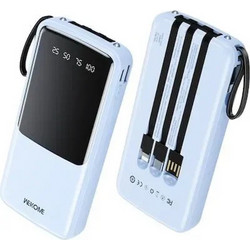 WK WP-09 Power Bank 10000mAh 12W με Θύρα USB-A & Θύρα USB-C Blue